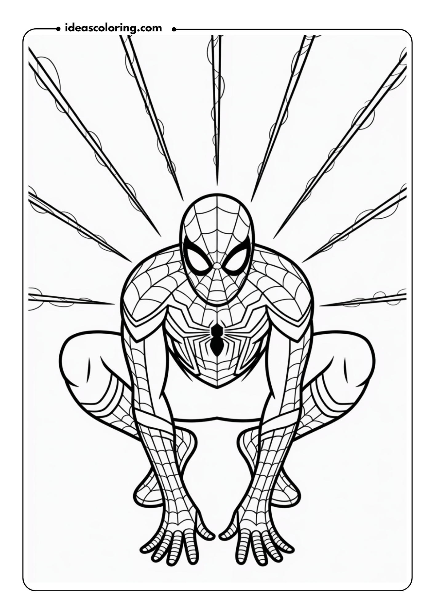 Spider-Man with Spider-Sense_ Illustrate Spider-Man in a crouched position with glowing lines emanating from his head to show his spider-sense tingling