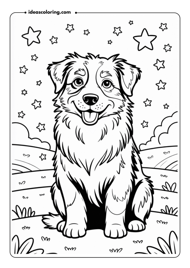 Australian Shepherd Star Gazing