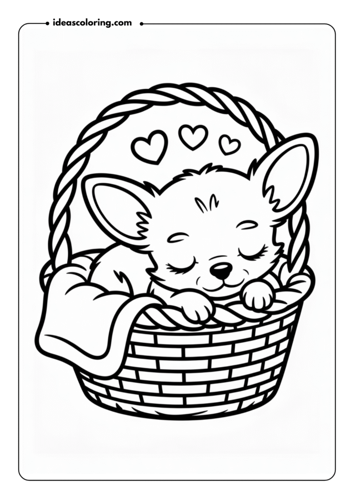Chihuahua in a Cozy Basket
