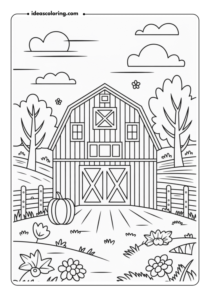 Fall Farm Scene with Barn