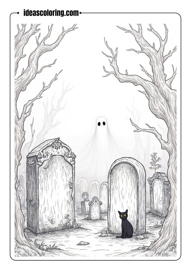 Ghostly Graveyard With Rising Spirits
