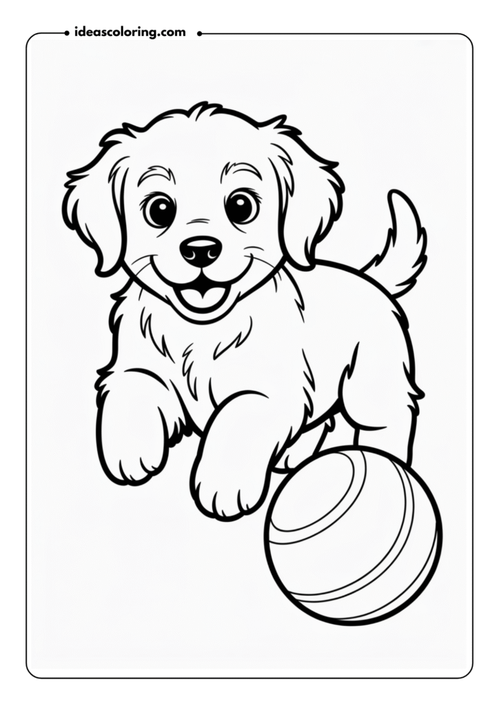 Golden Retriever Puppy Playing with Ball