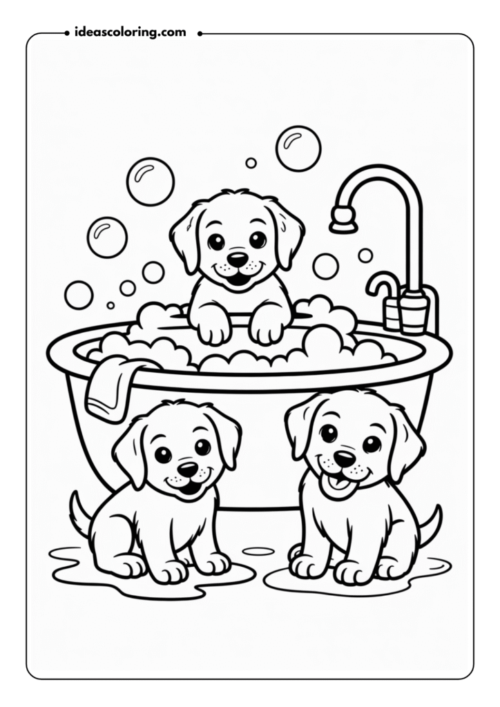 Labrador Puppies at Bath Time