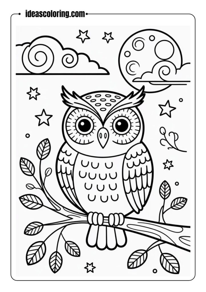 Moonlit Owl and Windy Night