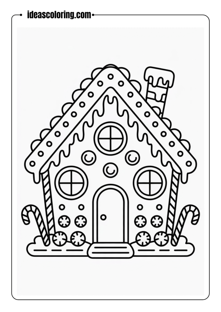 Outlined reindeer with a harness and sleigh bells, in a prancing pose – designed for a children's Christmas coloring sheet