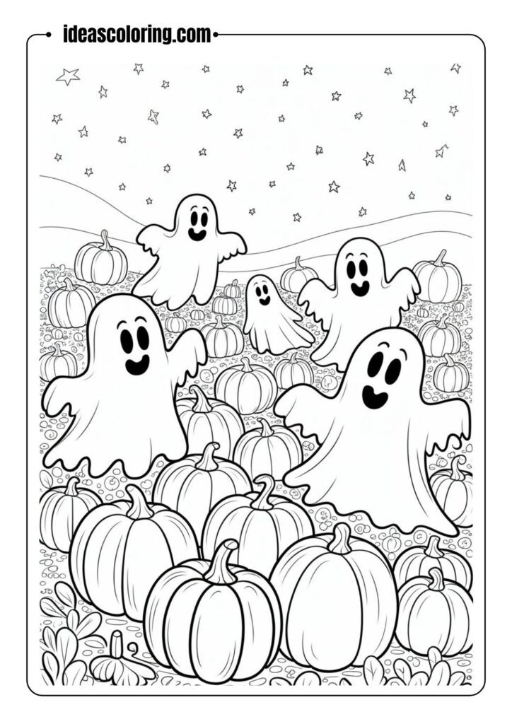 Playful Ghosts in the Pumpkin Patch