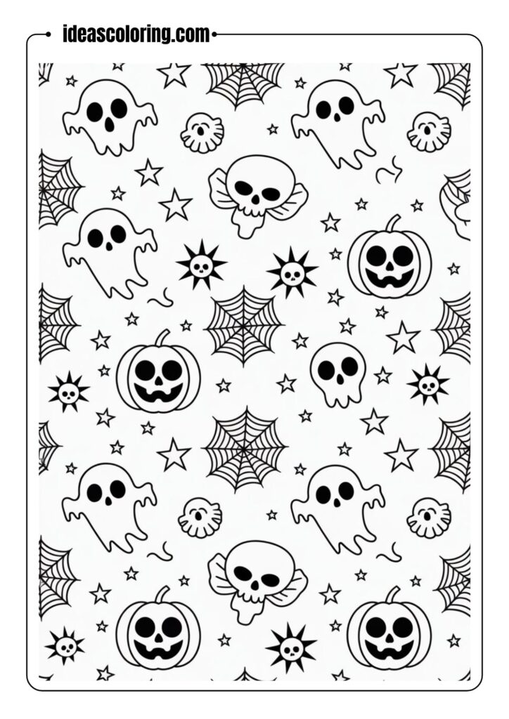 Seamless Spooky Pattern for Coloring Fun