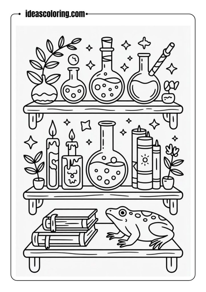 Witch’s Potion Shelf of Magical Curiosities