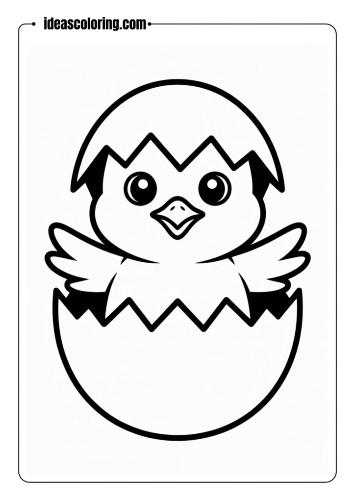 Baby Chick Hatching from Egg Coloring Page