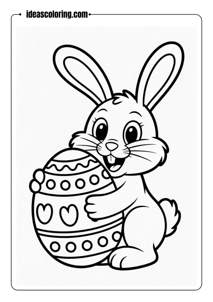 Bunny Holding a Giant Easter Egg Coloring Page