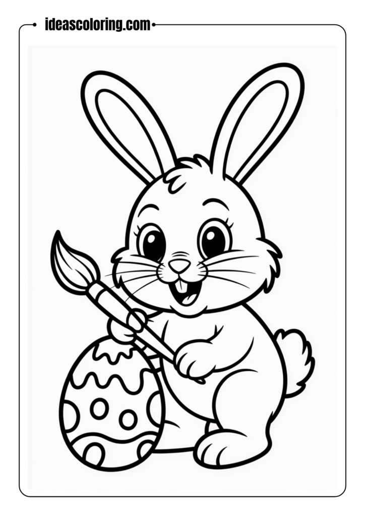 Bunny Painting Easter Eggs Coloring Sheet