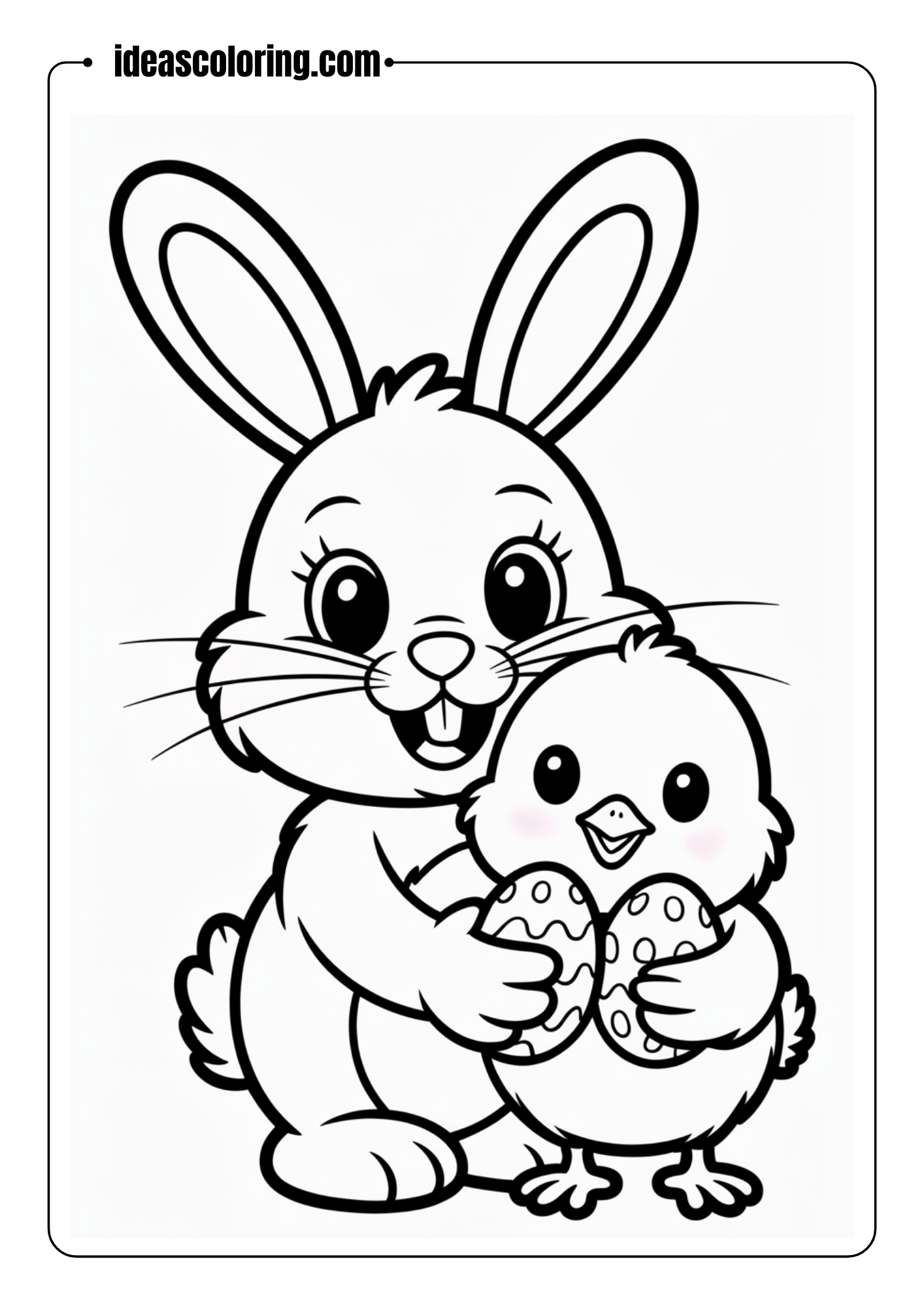Bunny and Chick Best Friends Coloring Sheet