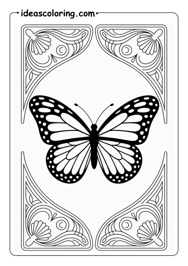 Art Nouveau_ Elegant butterfly surrounded by swirling organic frames and decorative borders