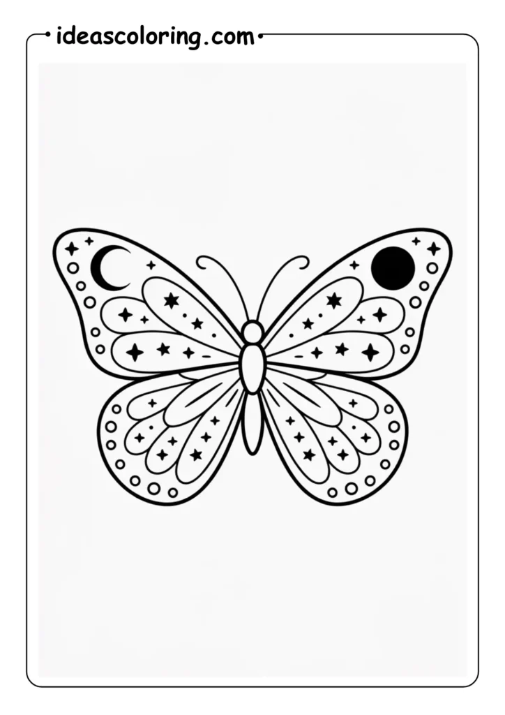 Celestial_ Butterfly silhouette filled with moon, stars, and galaxy swirls