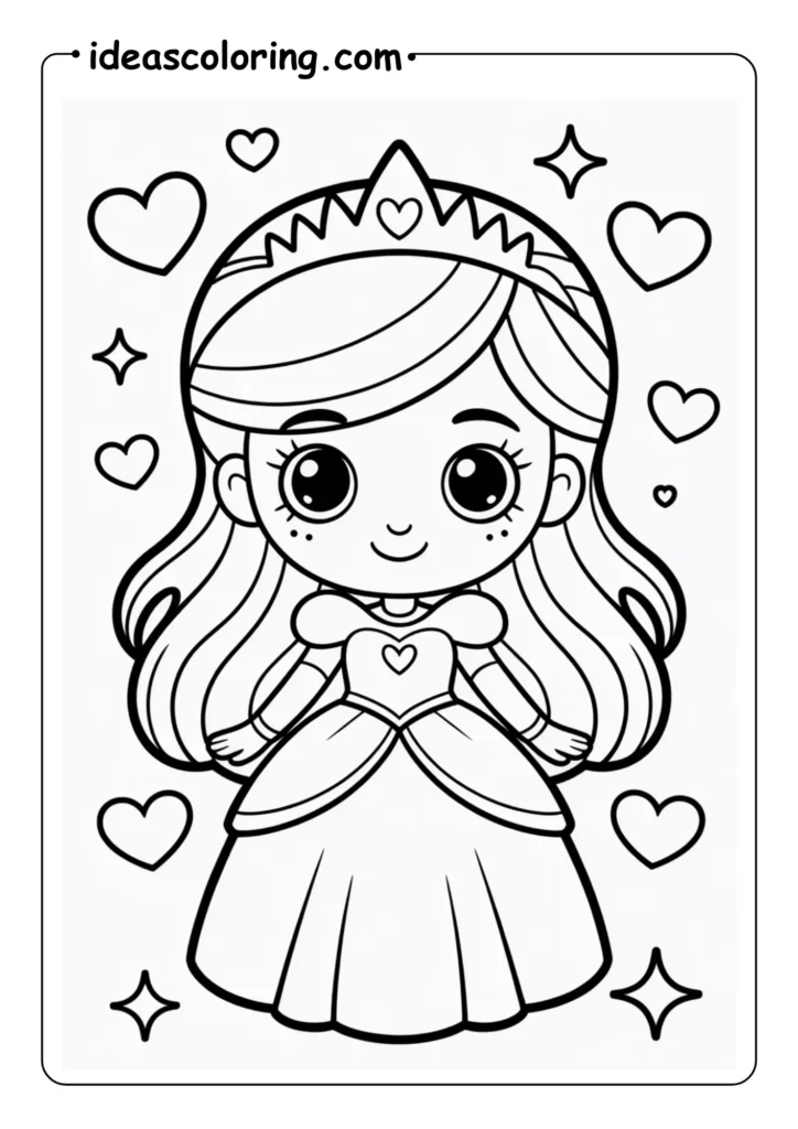 Chibi Princess With Love Hearts And Sparkles