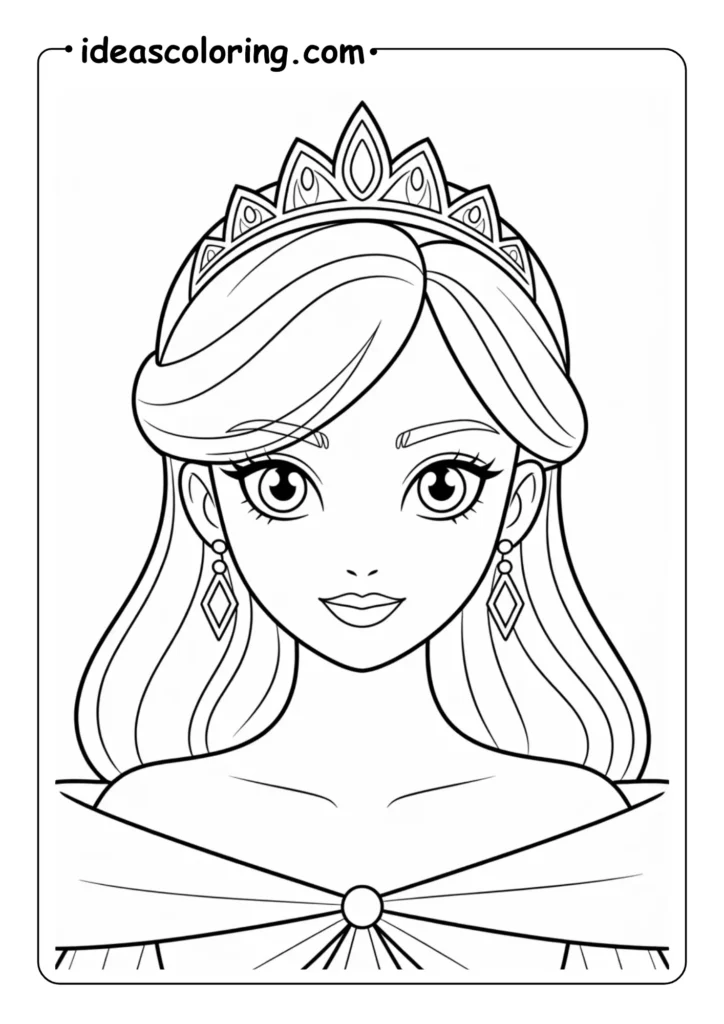 Elegant Anime Princess Coloring Page face