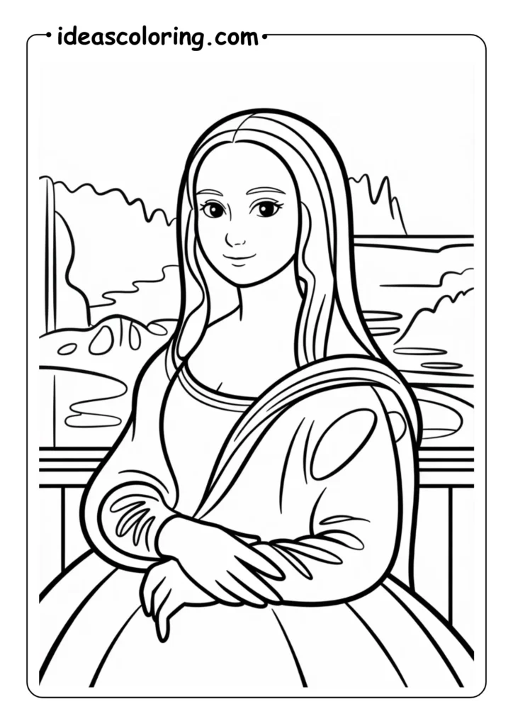 Elegant Anime Princess Coloring Page the mona Lisa