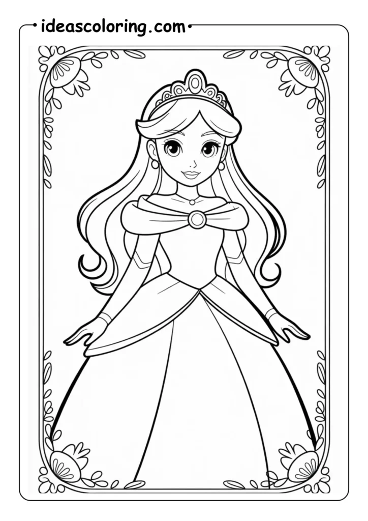 Elegant Anime Princess Coloring Page with La Princesse et la Grenouille