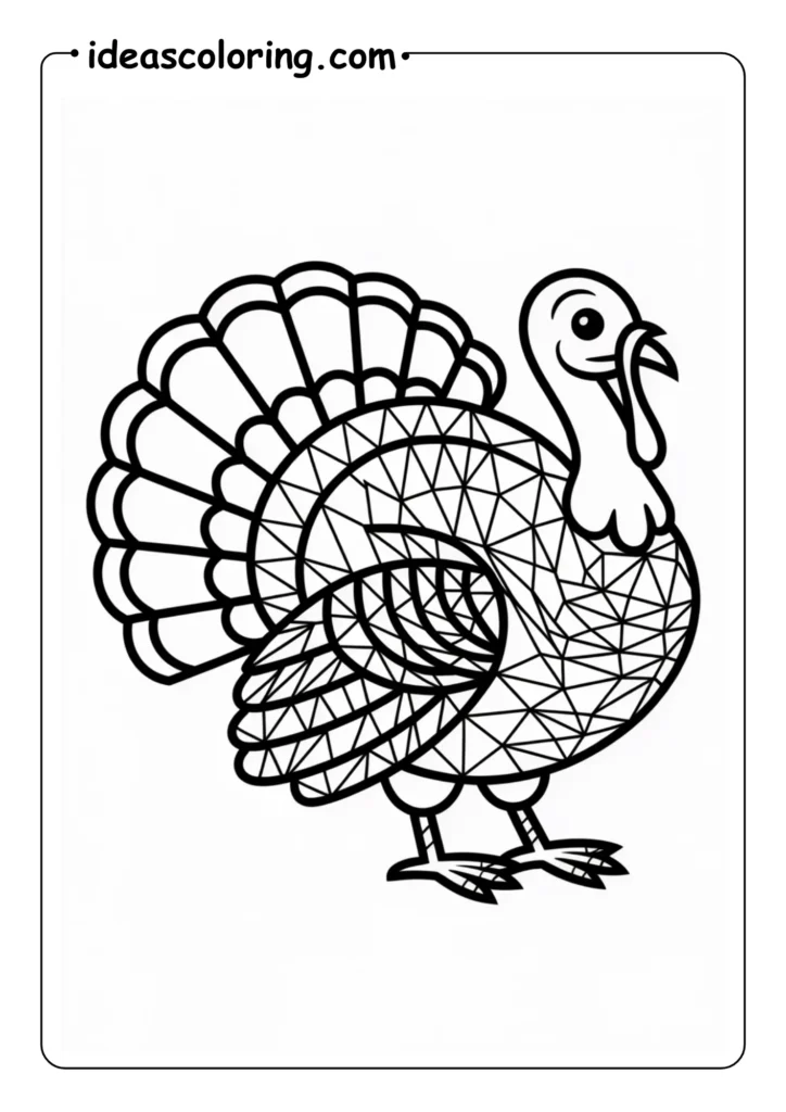 Geometric Style_ Modern turkey design made entirely of triangles and sharp angular shapes