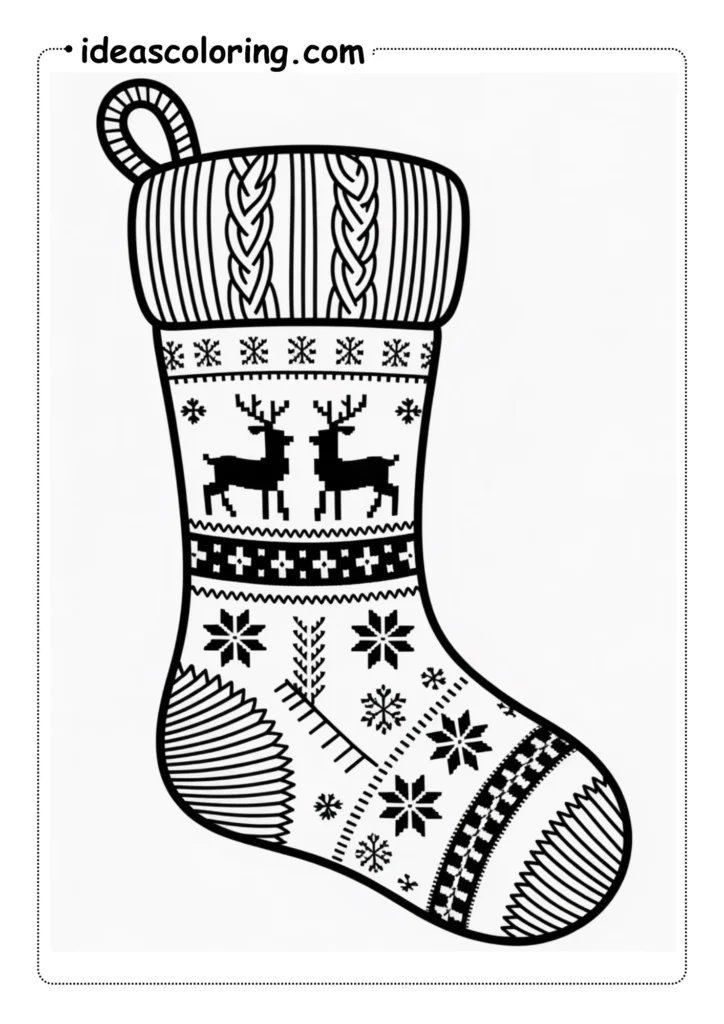 KNITTE GINGER ELEGAN Christmas Stocking Coloring Pages