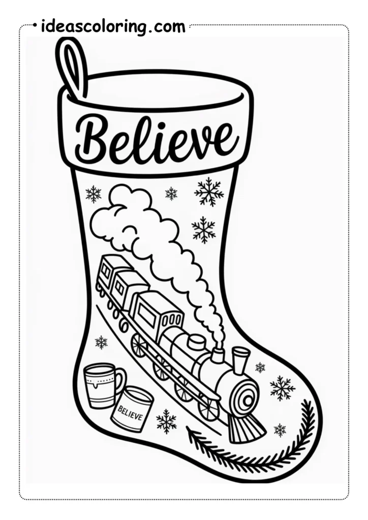 POLARE~1 OVERFL~1 KNITTE GINGER ELEGAN Christmas Stocking Coloring Pages