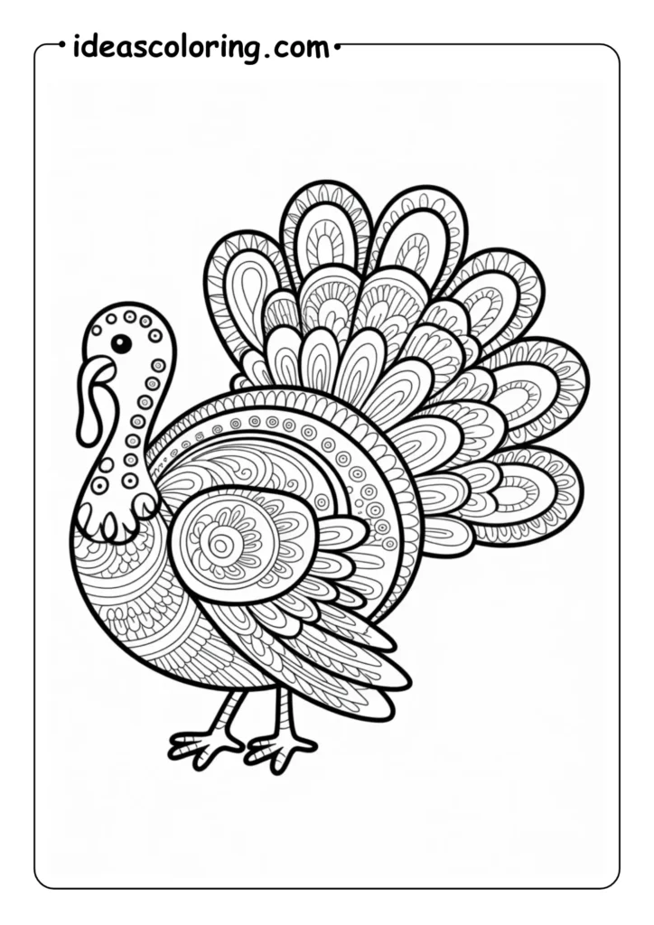 Paisley Print_ Turkey outline filled with intricate swirling paisley and henna designs