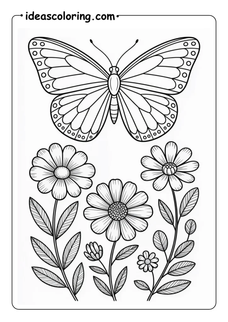 Vintage-Botanical_-Scientific-illustration-style_-butterfly-with-wildflowers_-fine-lines