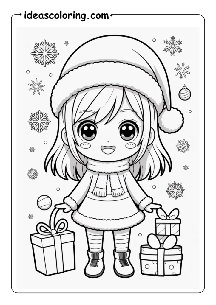 chibi anime with christmas