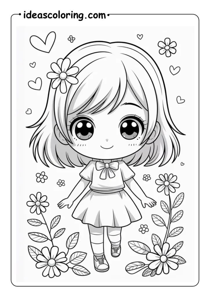chibi anime with flowers