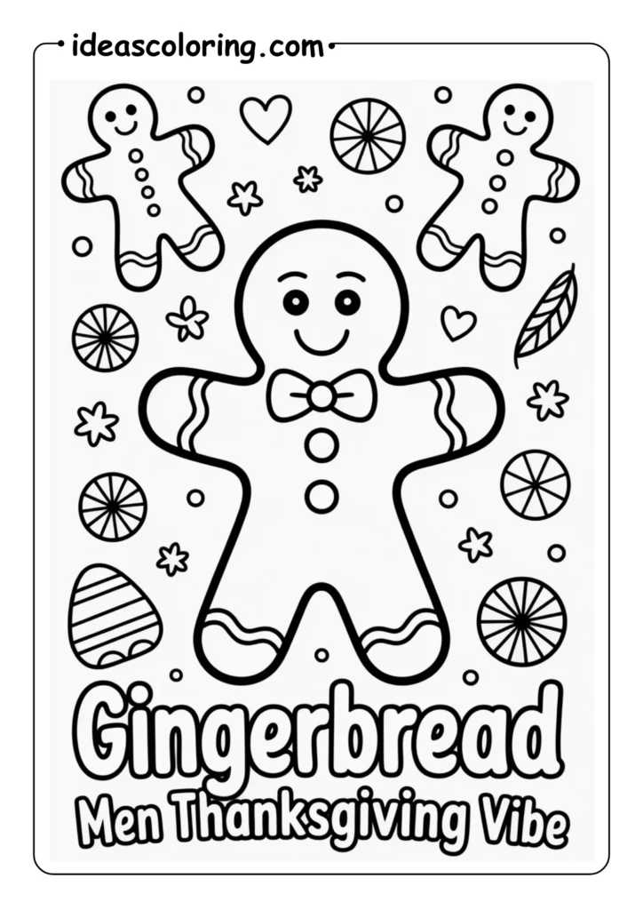 Gingerbread Man Coloring Pages THANKSGIVING VIBE