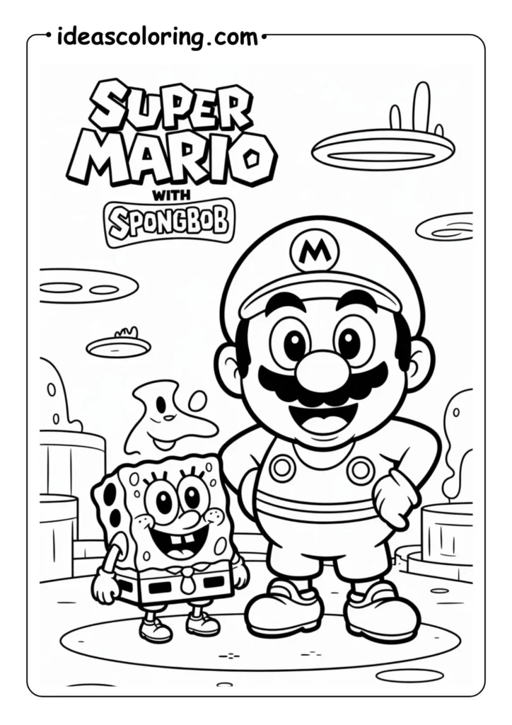super mario with spongbob