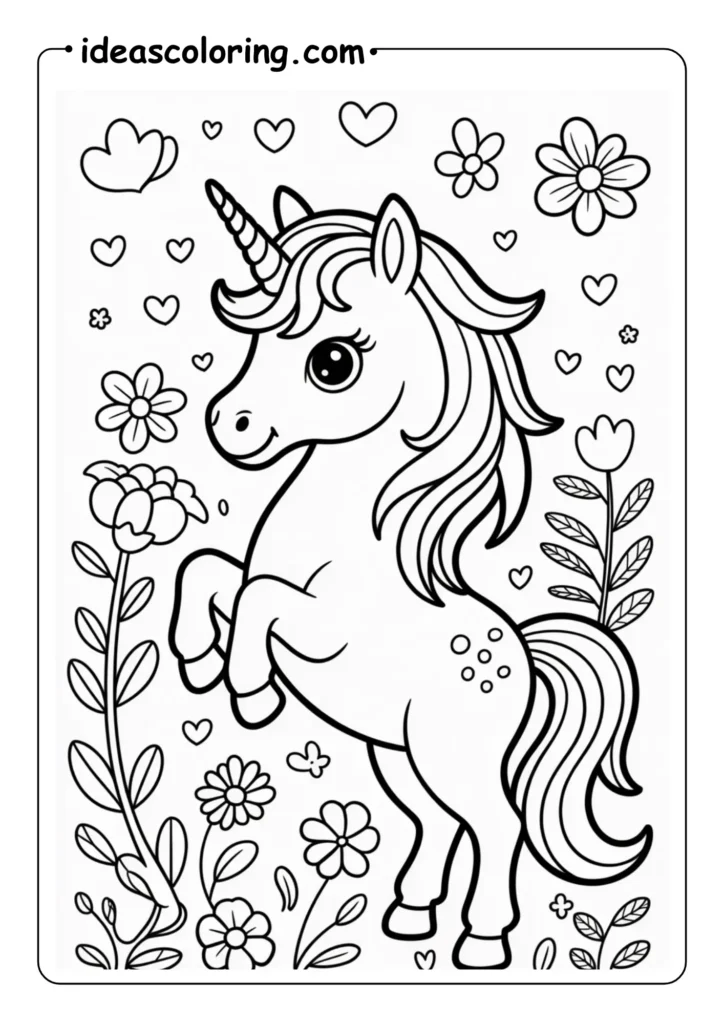 unicorn near flowers